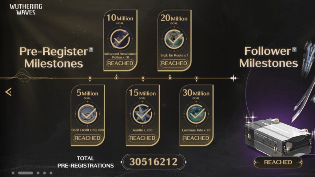 Wuthering Waves Pre Registrations Milestones and Rewards